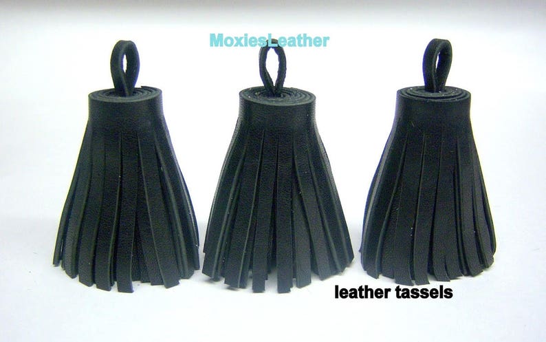 leather tassels for shoes, handmade black leather tassels for replacement image 2