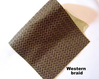 Western brown braid leather piece remnant scrap 6 x 12