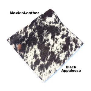 Natural Appaloosa hair on leather pieces hair on hide black leather hide with hair on leather with fur black appaloosa