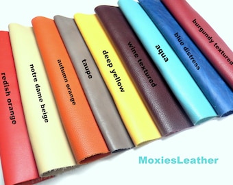 leather sheets  -fall colour leather - notre dame beige, orange burgundy - leather for  crafts, jewellery ,earrings leather