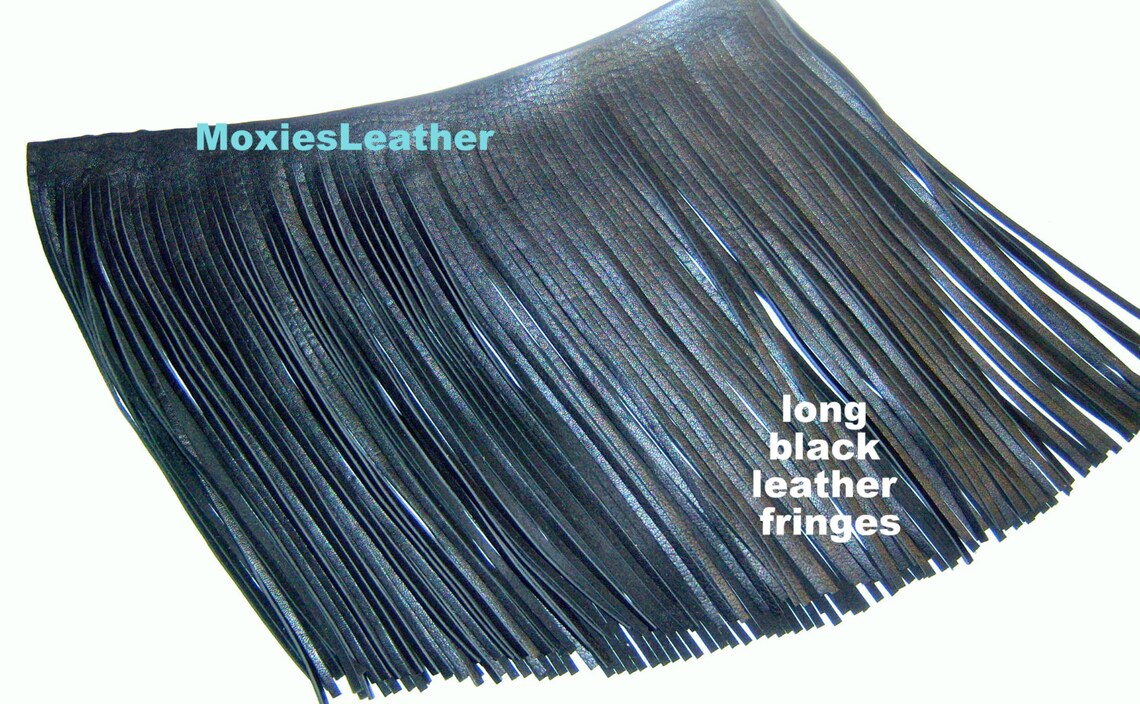 Black Leather Fringes Real Leather Long Leather Fringes Etsy