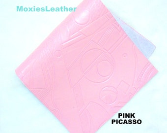 Pink leather pieces - large leather pieces - pink leather jewelery journal cover