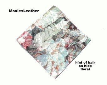 NEW leather pieces- hair on hide print leather -hot pink, gold leather - acid wash leather hide with hair on -