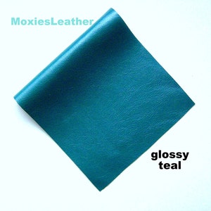 Soft real leather skin piece cowhide arts and crafts glossy teal , tel lather - soft teal leather