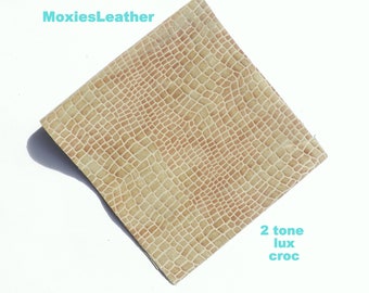 2 tone Lux croc genuine leather  , leather scraps, leather remnants, earrings leather, leather sheets, moxies leather