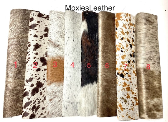 NEW Natural tri color cowhide hair on leather pieces- scrap hair on hide Palomino -  hide with hair on -leather with fur