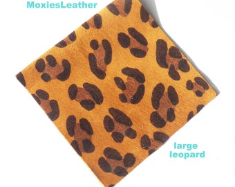 50% off Leopard genuine leather suede pieces, cheetah tiger prints/  leather print sheets/   leather to use with cutting machines