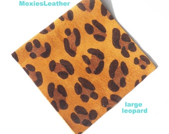 50% off Leopard genuine leather suede pieces, scrap cheetah tiger prints/  leather print sheets/   leather to use with cutting machines