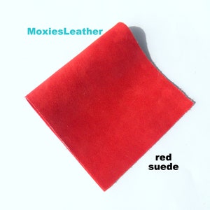 Remanente de piel de gamuza de cuero rojo, artesanías de gamuza, joyería para hacer muñecas, monedero - piezas de gamuza, pieles de gamuza reales