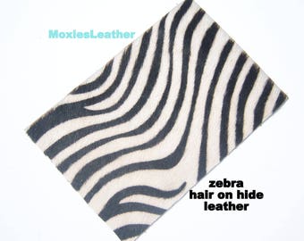 Hair on hide leather pieces- hair on hide animal print - and zebra print leather - leather hide with hair on -