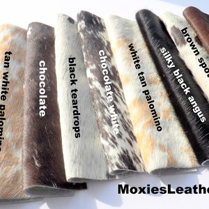 Cowhide Natural hair on leather pieces- hair on hide cognac leather -  hide with hair on -leather with fur