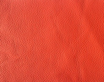 Leather ORANGE  pebbled orange 6x12 sheets moxies leather 2mm - grainy leather - textured leather