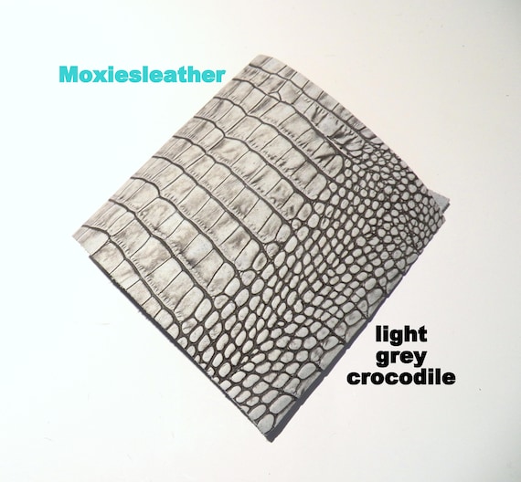 light grey crocodile print leather ,  leather for  earrings , embossed crocodile print