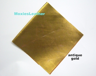 Antique gold leather genuine leather piece , metallic leather skins , metallic silver leather ,