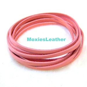 Collana in vera pelle color rosa antico con cordino in pelle rosa, 6 piedi, vera pelle nera, strisce nere