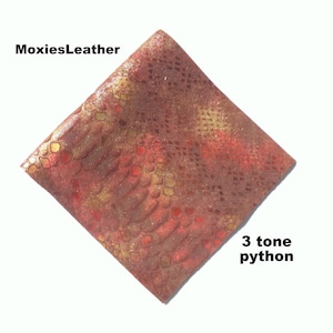 Soft leather pieces - 3 tone python, aqua, tiger, python snake leather - leather for  crafts, jewellery journal cover - earrings leather