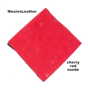 Red suede skins - genuine suede - real leather - suede piece green suede sheets  - suede remnants - emerald suede pieces scraps
