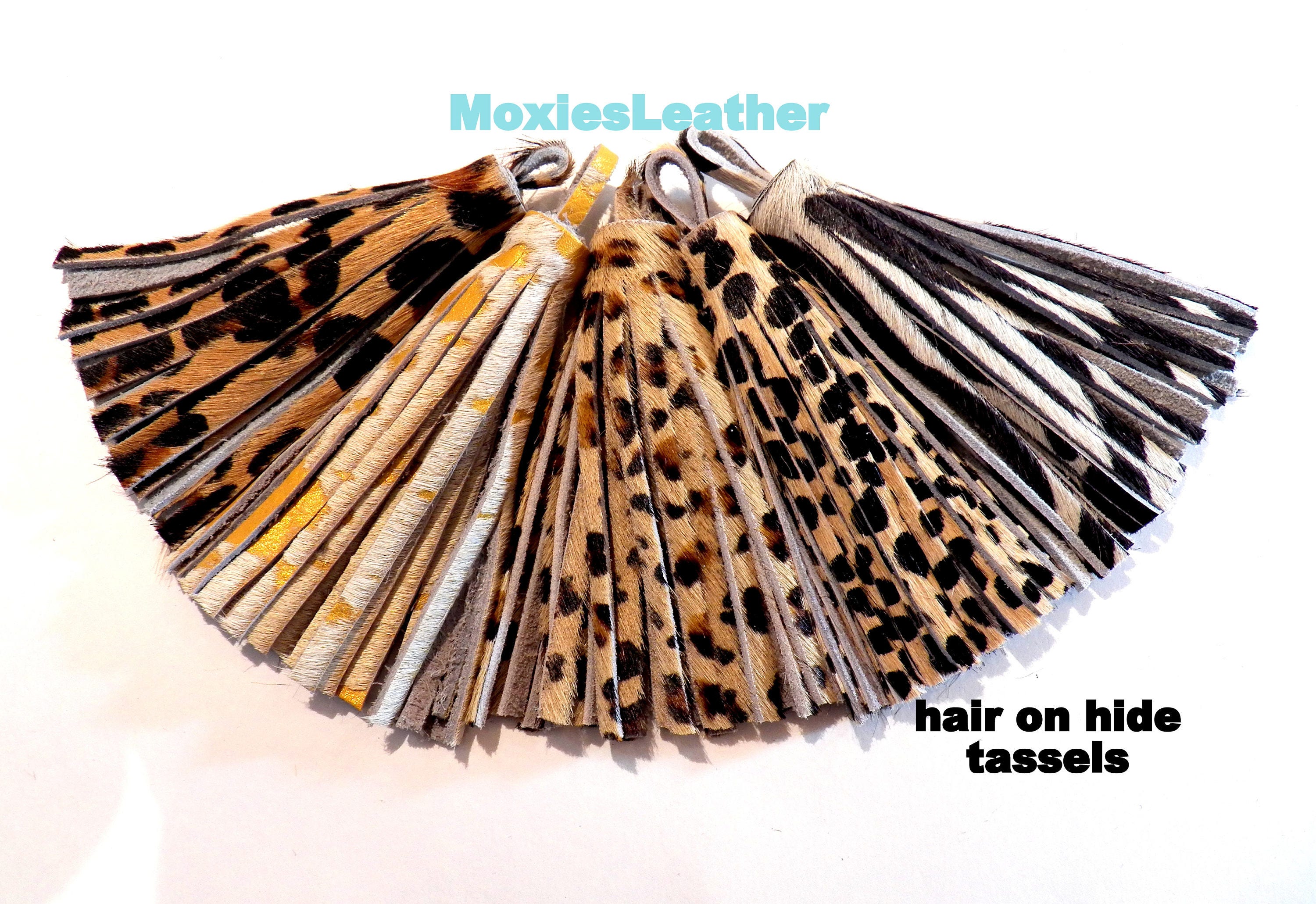 Leather Tassels With Hair on Animal Print Tassels Etsy Australia