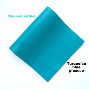 turquoise printed leather -genuine leather - ochre leather pieces , yellow leather sheets ,genuine  leather for earrings embossed leather
