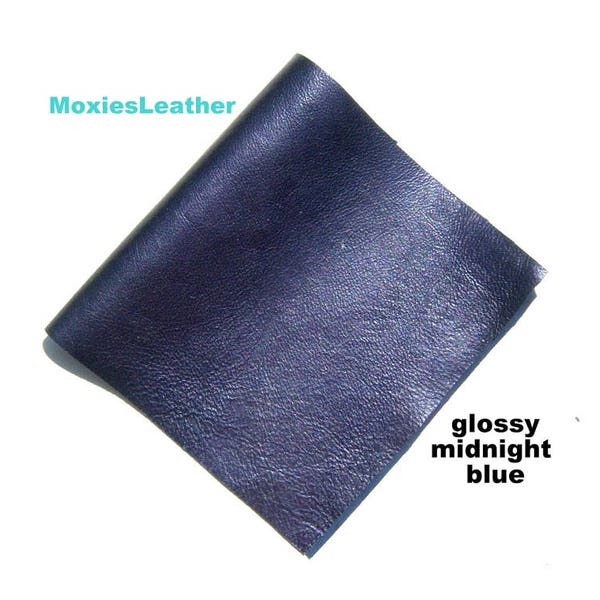 glossy blue leather, glossy midnight blue . blue metallic , metalic leathers ,