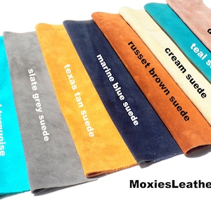 leather suede skins - genuine suede - real leather - suede piece green suede sheets  - suede remnants - emerald suede pieces scraps