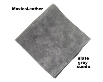 leather grey suede skins - genuine suede - real leather - suede piece green suede sheets  - suede remnants - emerald suede pieces scraps