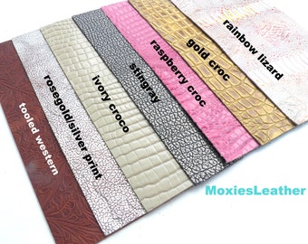 Piezas de cuero -moxies cuero estampado de cuero, cuero para pendientes, brazaletes de puño, cuero para bolsos, puños en cuero - pendientes de diy -