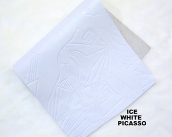 Leather pieces light grey genuine  leather - ice white leather -print leather - leather for art project - leather for crafts