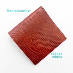 Cognac reptile print leather- leather sheets - python print leather, lizard print