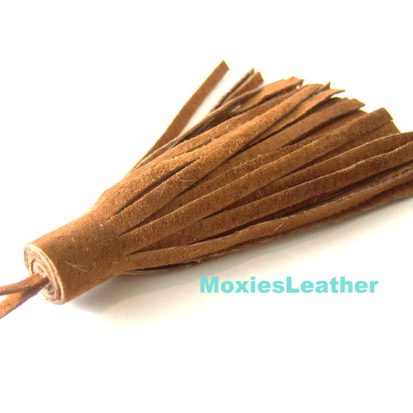 Suede tassels -tassels for  keychain, earrings, 2", 4" or 6" length - suede fringe tassel - real suede -tassel in real suede