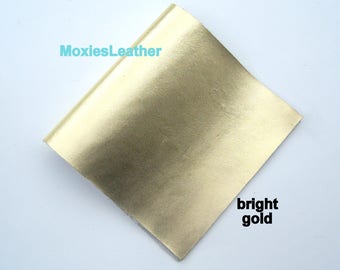 Gold leather cowhide  for jewelery leather printed -leather for  crafts, , leather supplies - jewellery journal covers