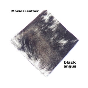 Natural Appaloosa hair on leather pieces- hair on hide black leather -  hide with hair on -leather with fur