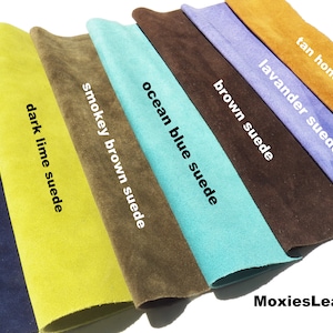 genuine suede sheets -blue suede - lime suede pieces - suede for tassels , real suede -piece of suede , tassel in suede , fringe
