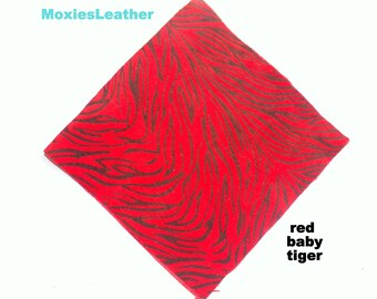 Tiger print real  leather suede pieces , aztec prints, cheetah tiger prints/  leather print sheets/   leather to use with cutting machines