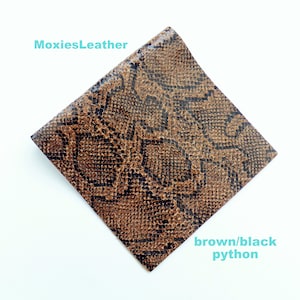 Brown black snake print leather- leather sheets - python print leather, lizard print