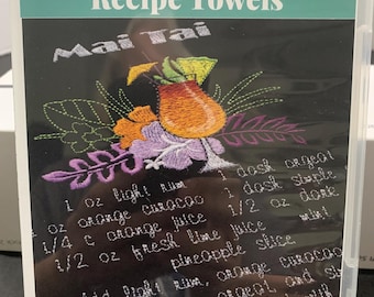 OESD Embroidery Design CD- Cocktail Recipe Towels