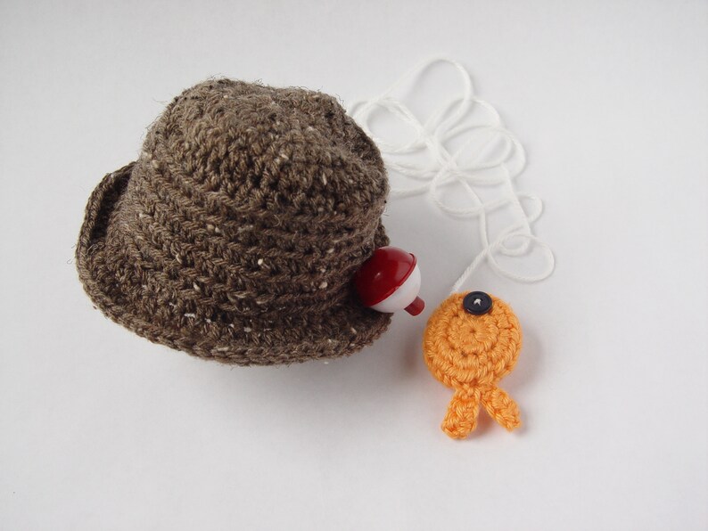 Newborn Fishing Hat Set, Baby Bucket Hat and Fish Newborn Photo Prop