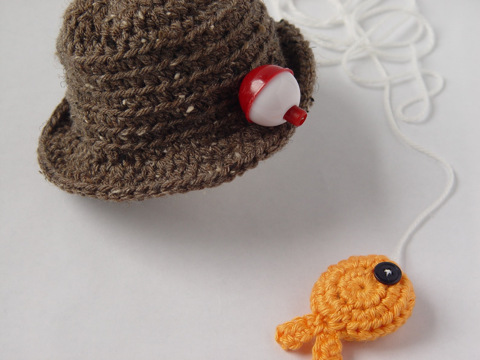 Newborn Fishing Hat Set, Baby Bucket Hat and Fish Newborn Photo Prop