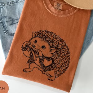Funny Hedgehog Playing Harmonica Sweatshirt, Cool Rock Blues Animal Shirt, Crewneck Musician Tee Gift