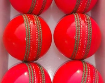 Juego de 6 pelotas de tenis/cricket duras de primera calidad – Pelotas rojas de alta resistencia para partidos de práctica y entrenamiento de cricket al aire libre.