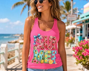 t shirts, women’s tshirts summer, Fruit Graphic Racerback Tank, Beach Vacation Shirt, Summer Gift for Her