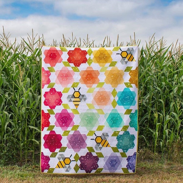 Bumblebee Blossom Quilt Kit with Ruler using Ombre by V and Co - Krista Moser