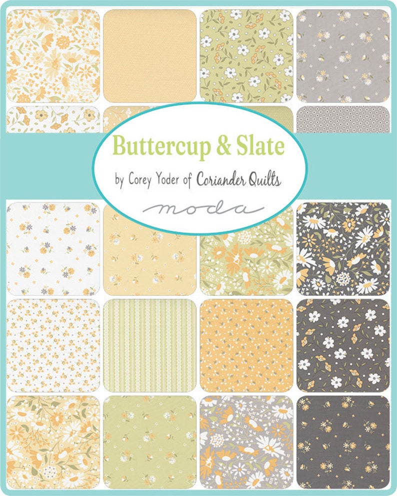 Buttercup & Slate Fat Eighth Bundle 29150F8 by Corey Yoder Moda 34 Prints image 2