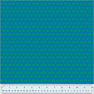 May include: A blue fabric with a repeating pattern of green diamonds. The diamonds are arranged in a diagonal pattern, creating a subtle gradient effect.