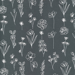 Illustrations Floral Doodle Graphite 11505  24 - Moda- 1 yard