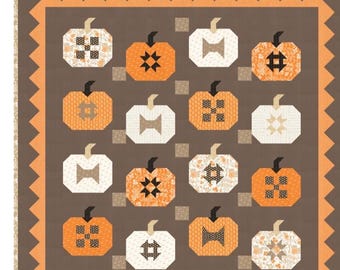 Pumpkins & Cream Quilt Kit using Agatha Road by Fig Tree- Moda- 60&quot; x 60&quot;