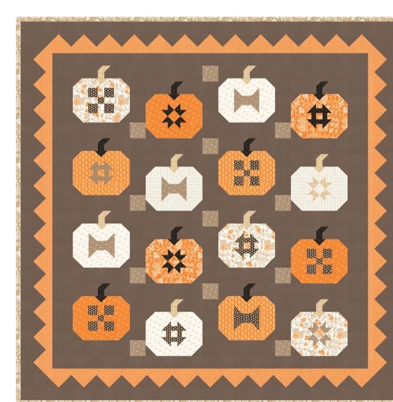 Pumpkins & Cream Quilt Kit using Agatha Road by Fig Tree- Moda- 60" x 60"