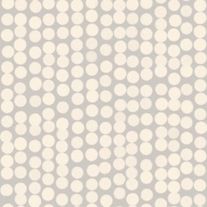 May include: A seamless pattern of off-white circles on a light gray background. The circles are arranged in a staggered pattern, creating a subtle visual texture.