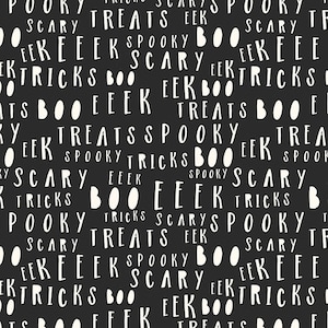 Bad to the Bone Glow in the Dark Words GC11924-BLACK by My Mind&#39;s Eye For Riley Blake Designs 1 yard