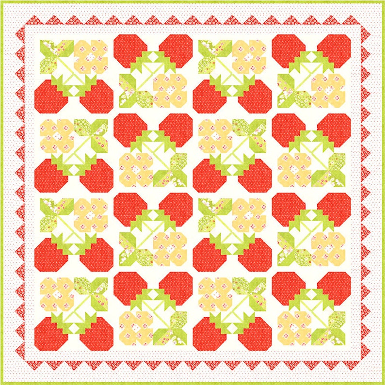 Strawberries & Blossoms Quilt Kit by Fig Tree Moda Etsy